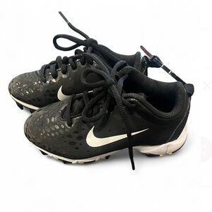 Nike Kids Black and White softball/baseball Sneakers with Yellow Accents